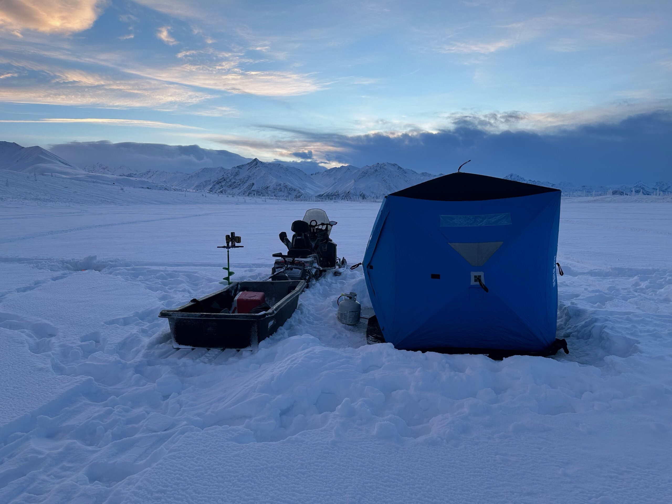 Snowmobile Ice Fishing Hut