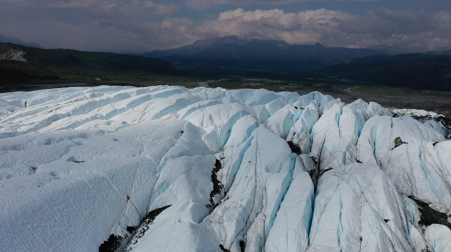blue ice fins on the Matanuska Glacier